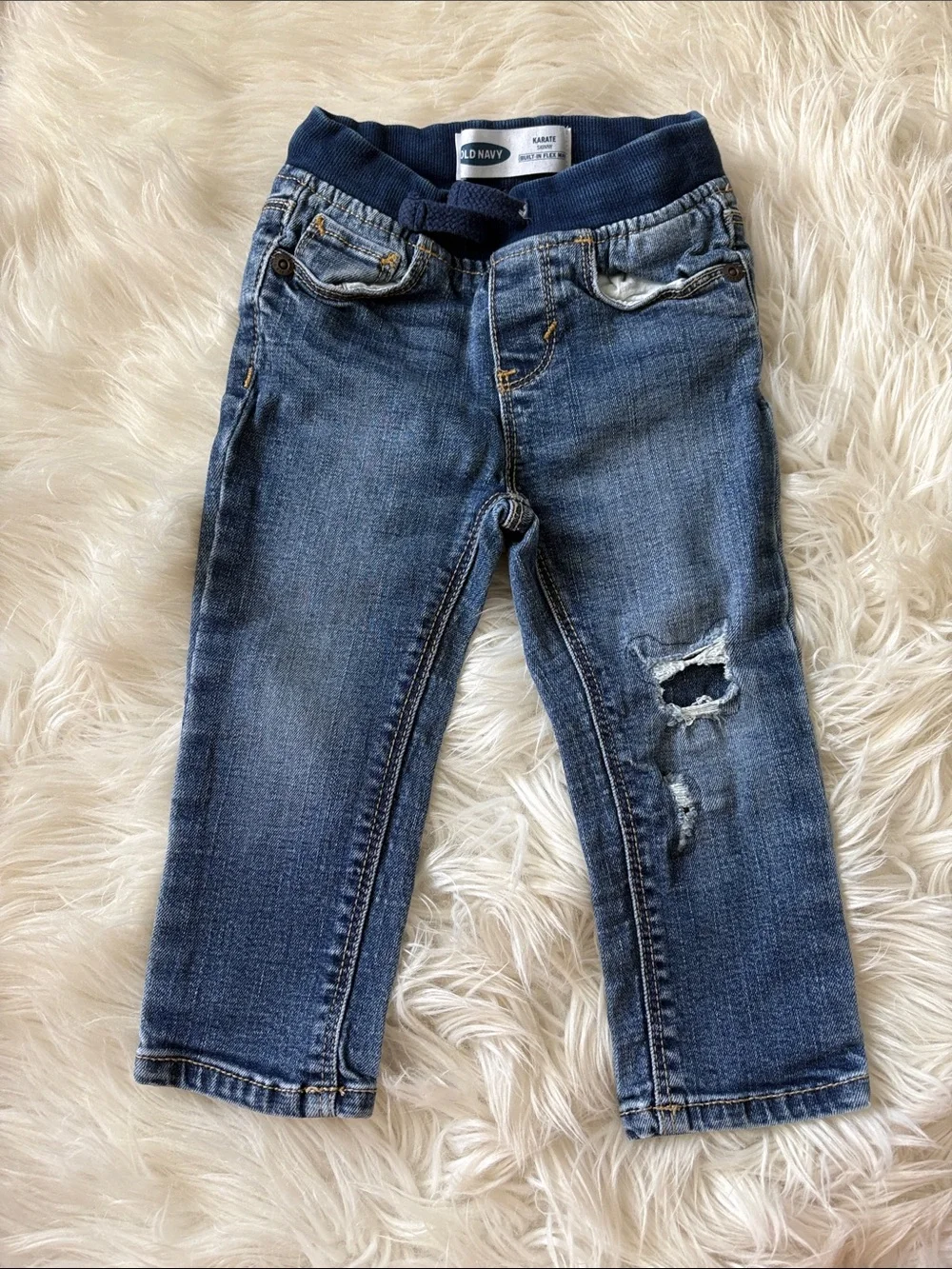 Old Navy Boys Blue Distressed Pull-On Jeans